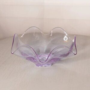 Vintage Medium Neodymium Purple Ruffled Bowl